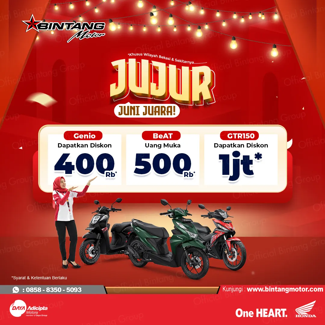 Promo JUNI JUARA Honda Bintang Motor Bekasi Juni 2023 Honda Bintang Motor