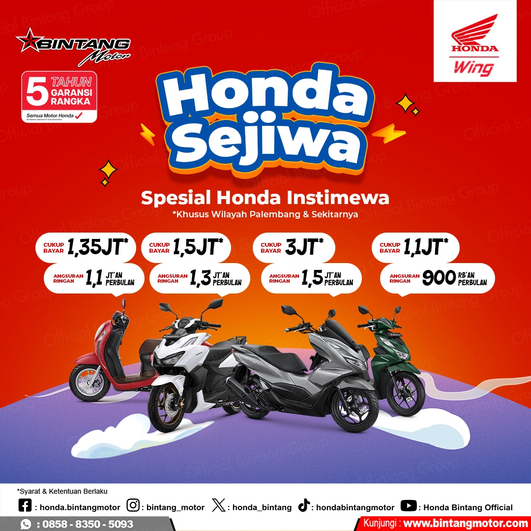 Promo Sejiwa Honda Bintang Motor Palembang Juni 2024 Honda Bintang Motor