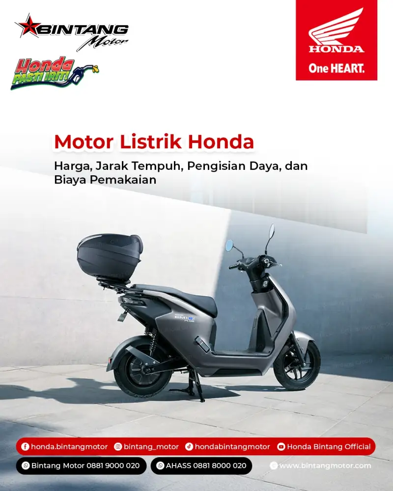 Motor Listrik Honda: Harga, Jarak Tempuh, Pengisian Daya, dan Biaya Pemakaian