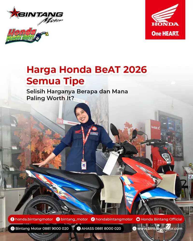 Thumbnail: Harga Honda Beat 2026 Semua Tipe: Selisih Harganya Berapa dan Mana yang Paling Worth It?