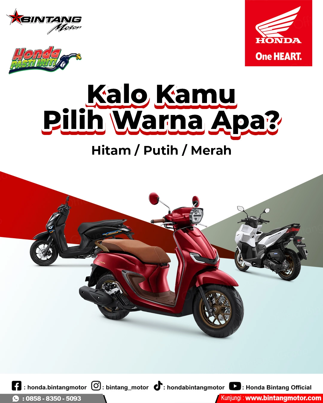 Hitam, Merah, atau Putih? Temukan Karakter Pilihan Warna Motor Honda yang Paling Pas Untuk Kamu