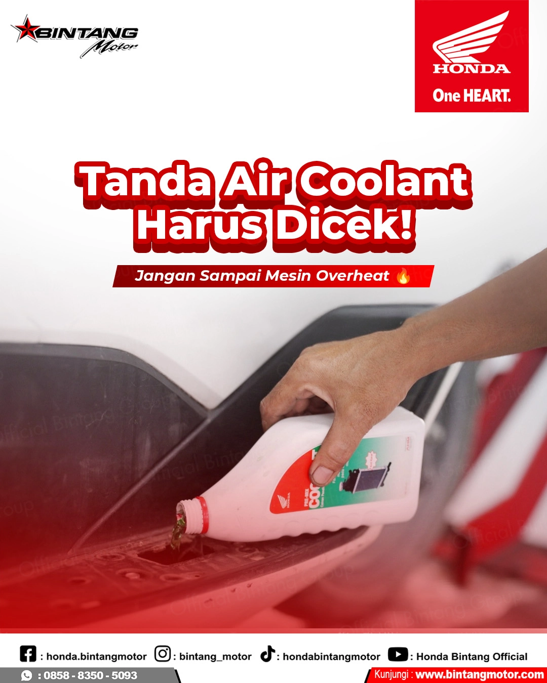 Tanda Air Coolant Harus Dicek Secara Berkala Agar Mesin Honda Tetap Dingin