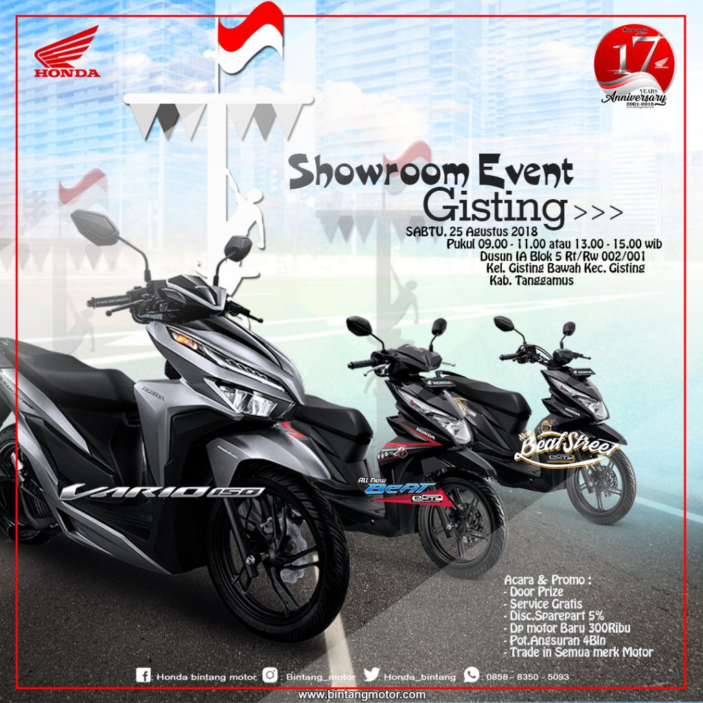 Showroom Event Bintang Motor Gisting 25 Agustus 2018