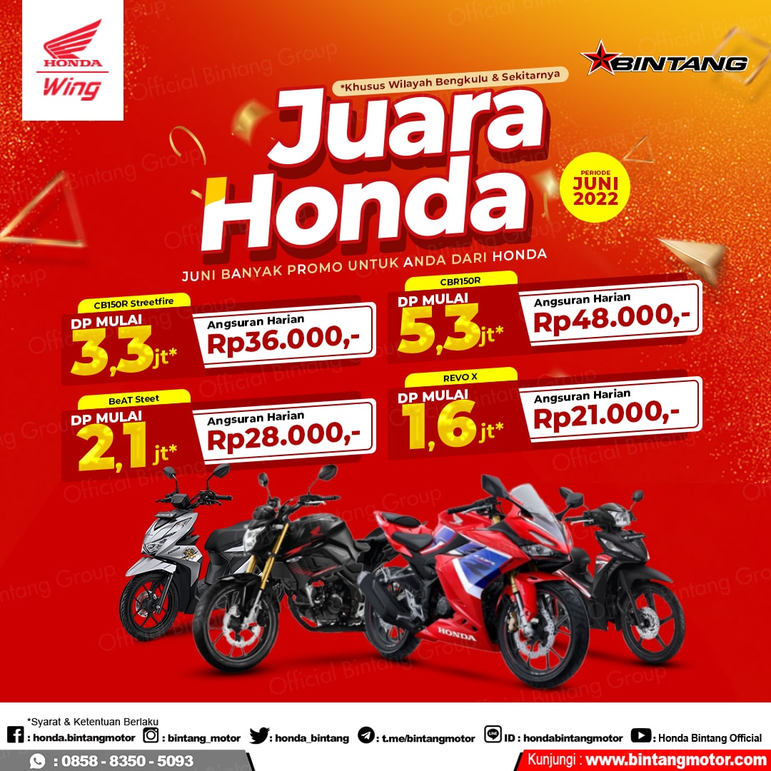 Juara Honda, Bintang Motor Bengkulu Juni 2022 - Honda Bintang Motor