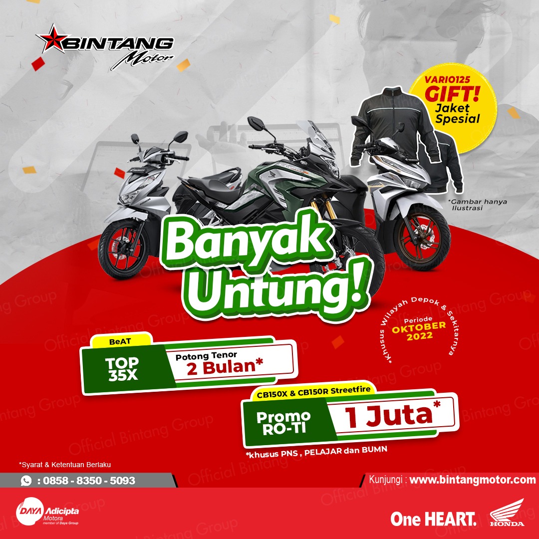 Review Promo Bintang Motor Bulan Oktober 2022 - Honda Bintang Motor