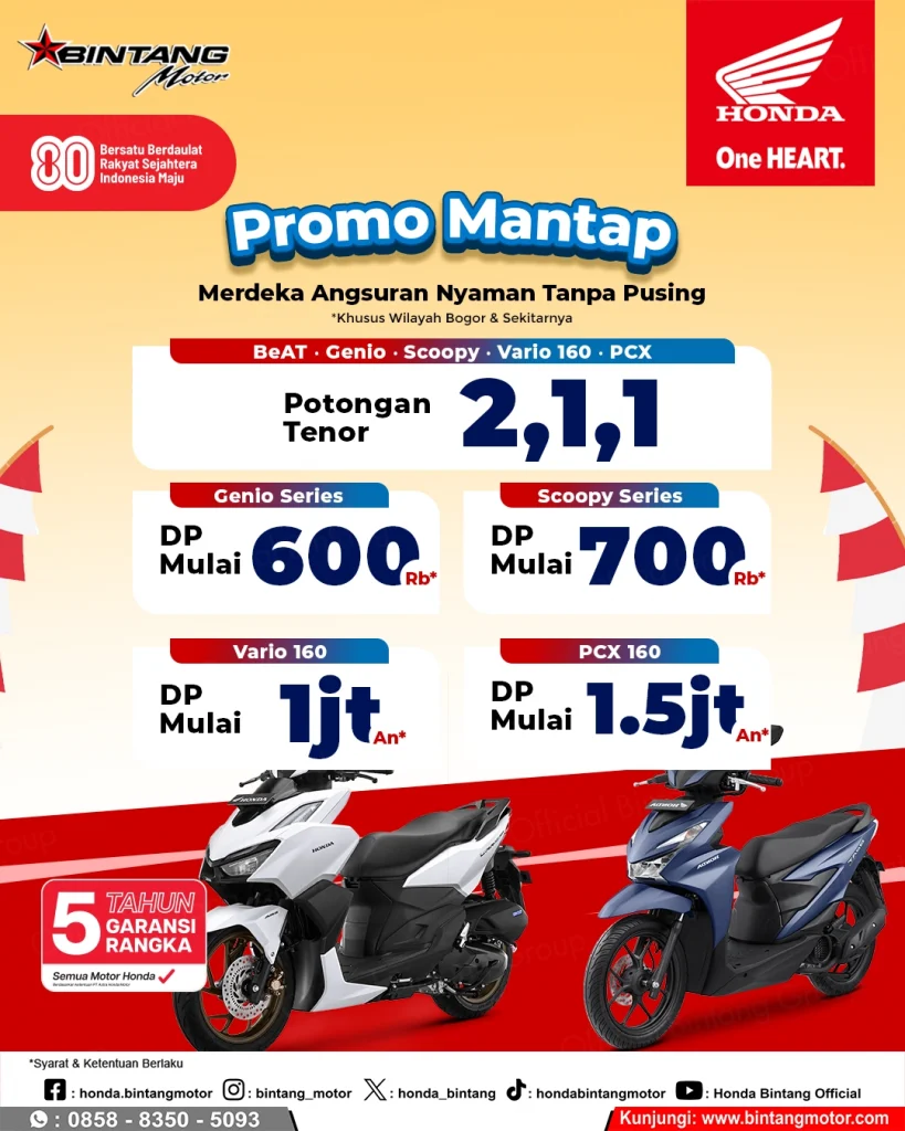 Promo Merdeka Agustus di Bintang Motor Bogor