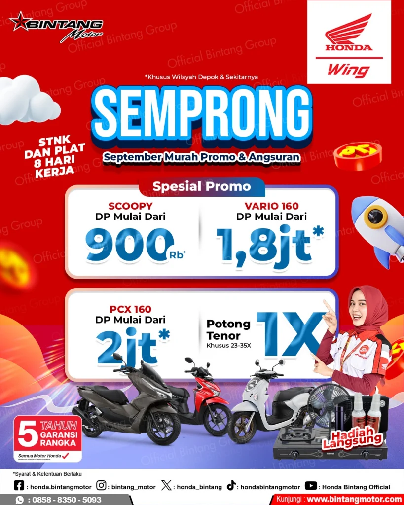Promo SEMPRONG – September Murah Promo & Angsuran Honda Bintang Motor Palembang