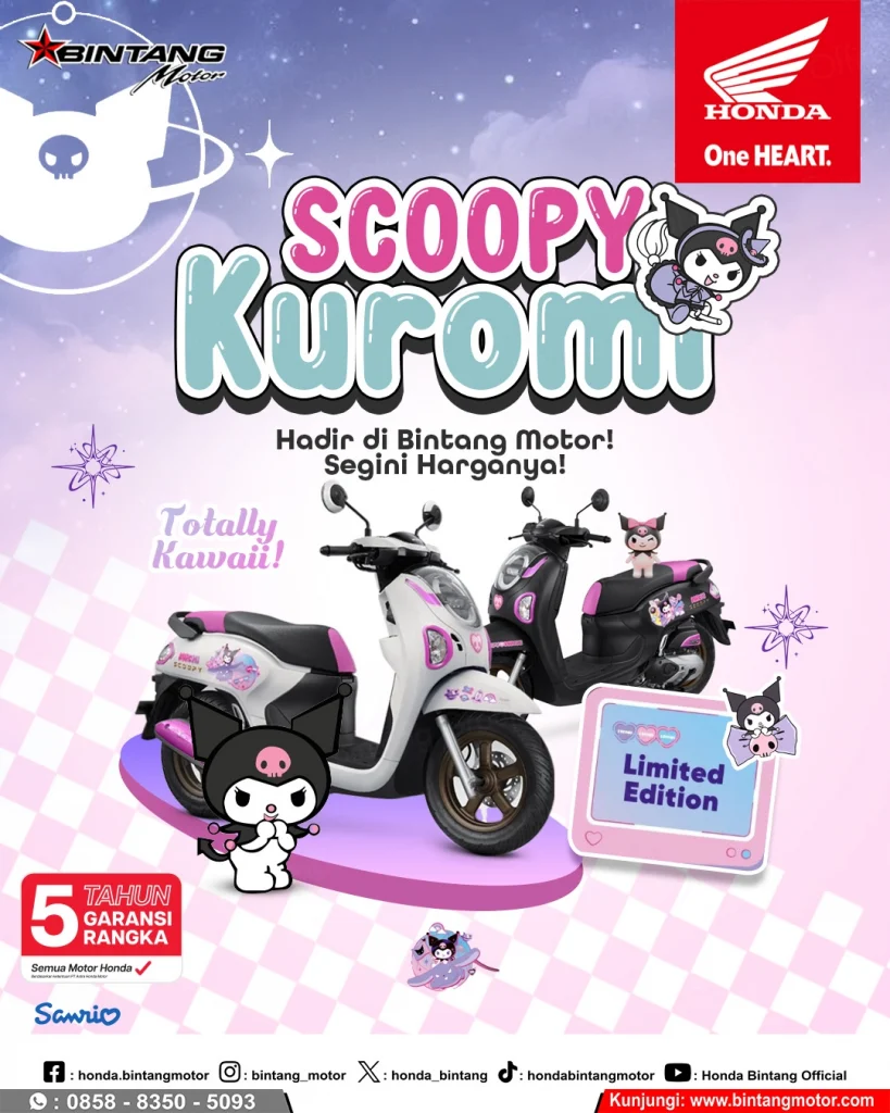 Honda Scoopy Special Limited Edition Kolaborasi x Sanrio Karakter Kuromi