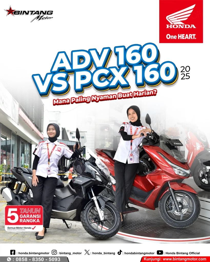 Honda ADV 160 vs PCX 160 2025 Perbandingan Nyaman, Fitur, dan Performa untuk Harian