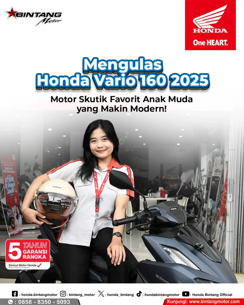 Honda Vario 160 2025 tampak depan dengan desain modern dan sporty