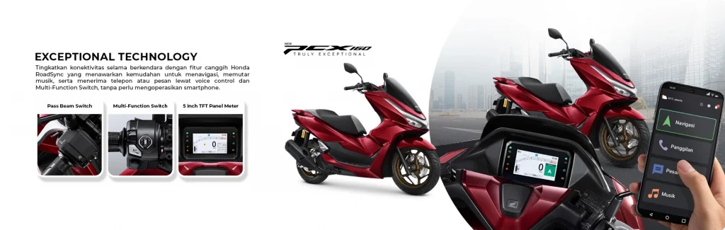 Honda PCX 160, skutik premium dengan mesin 160cc eSP+, fitur canggih, dan desain elegan. Dapatkan pengalaman berkendara mewah di Bintang Motor. by Bintang Motor Dealer Resmi Motor Honda