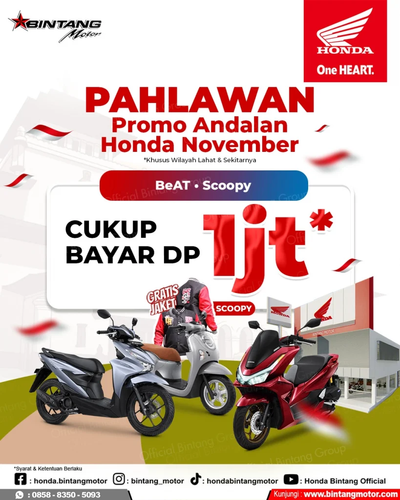 Promo Honda Lahat November DP 1 Jutaan Beat Scoopy Bonus Jaket – Bintang Motor WEB _ PROMO LAHAT _ 181125