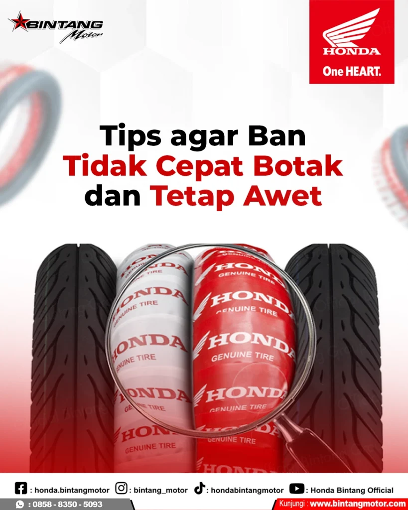Kondisi ban motor Honda yang masih tebal dan terawat untuk penggunaan harian