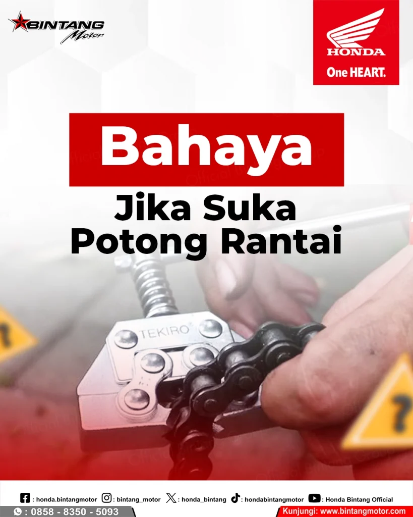 Motor Honda pada bagian rantai dengan ilustrasi potong rantai