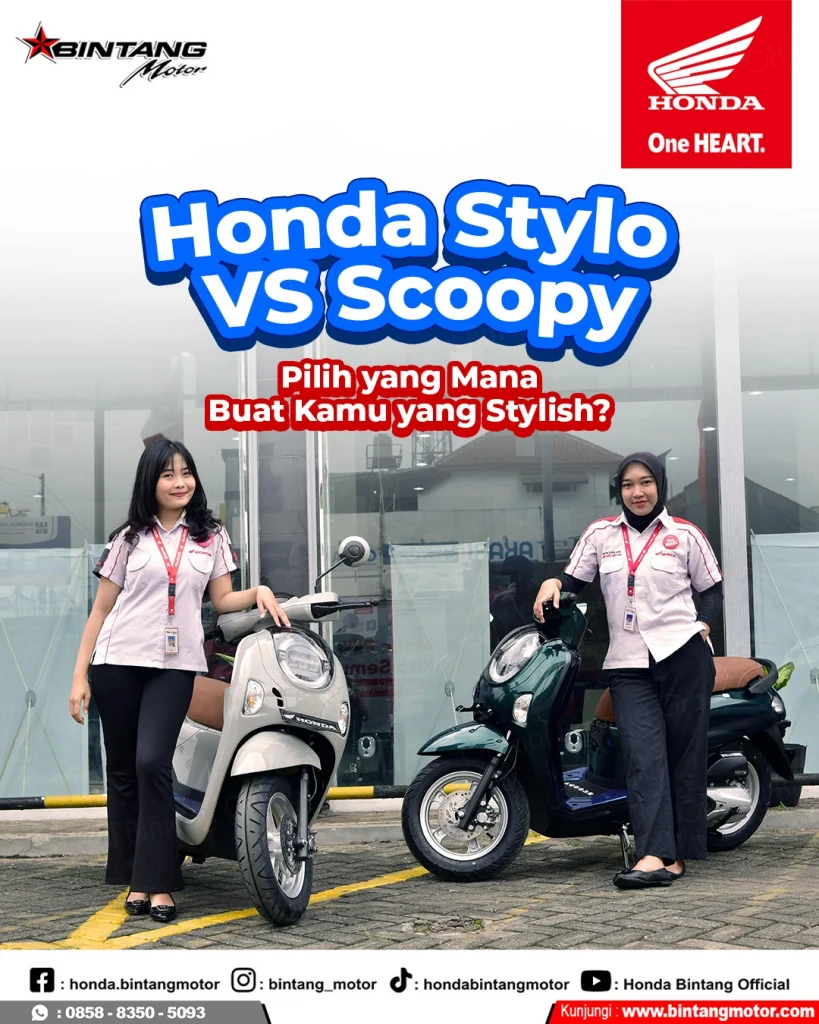 Perbandingan Honda Stylo dan Honda Scoopy dengan desain stylish modern