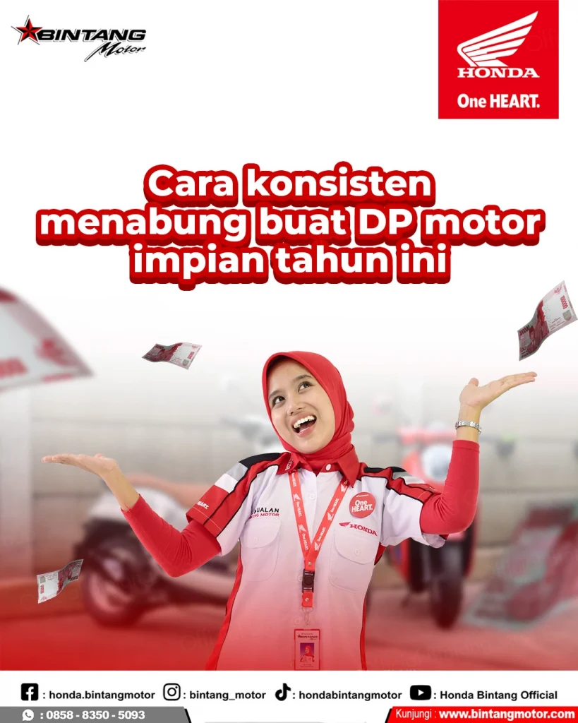 Ilustrasi seseorang menabung untuk DP motor Honda impian di dealer Bintang Motor