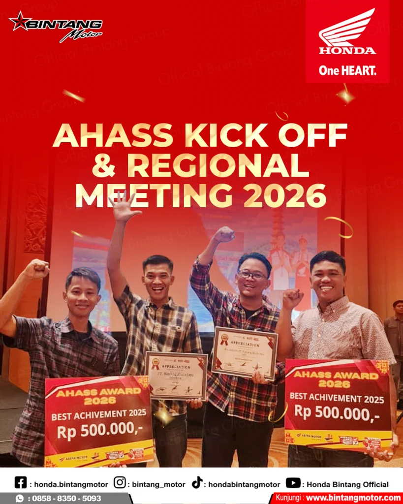 Tim Bintang Motor menerima penghargaan pada AHASS Kick Off and Regional Meeting 2026
